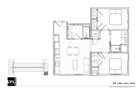 a floor plan of a house with windows and a balcony